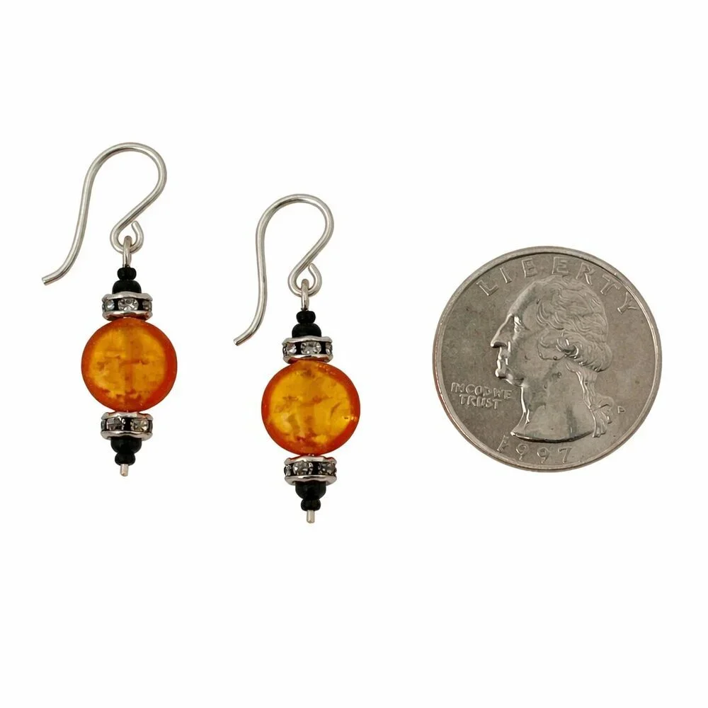 Artisan Sterling Silver Swarovski Crystal 24K Gold Lined Venetian Glass Earrings